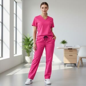 Koi Stretch Lindsay 3.0 Flamingo Pink Scrub Pants Size Large
